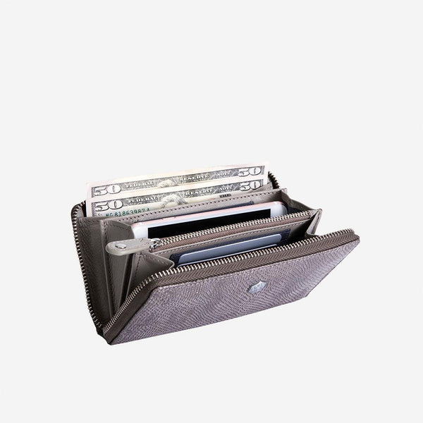 ZIP AROUND PURSE, GREY