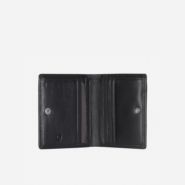 SLIM BIFOLD CARD HOLDER WITH COIN, SOFT BLACK