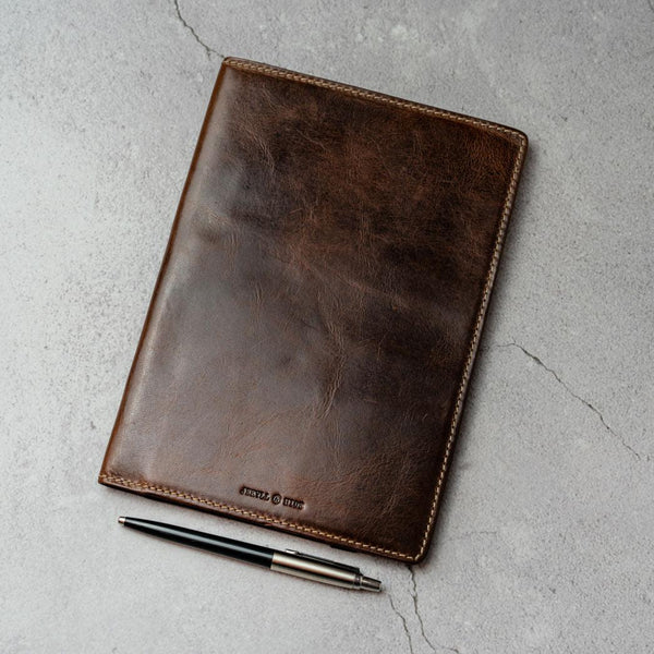 LEATHER A5 NOTEBOOK COVER, COFFEE